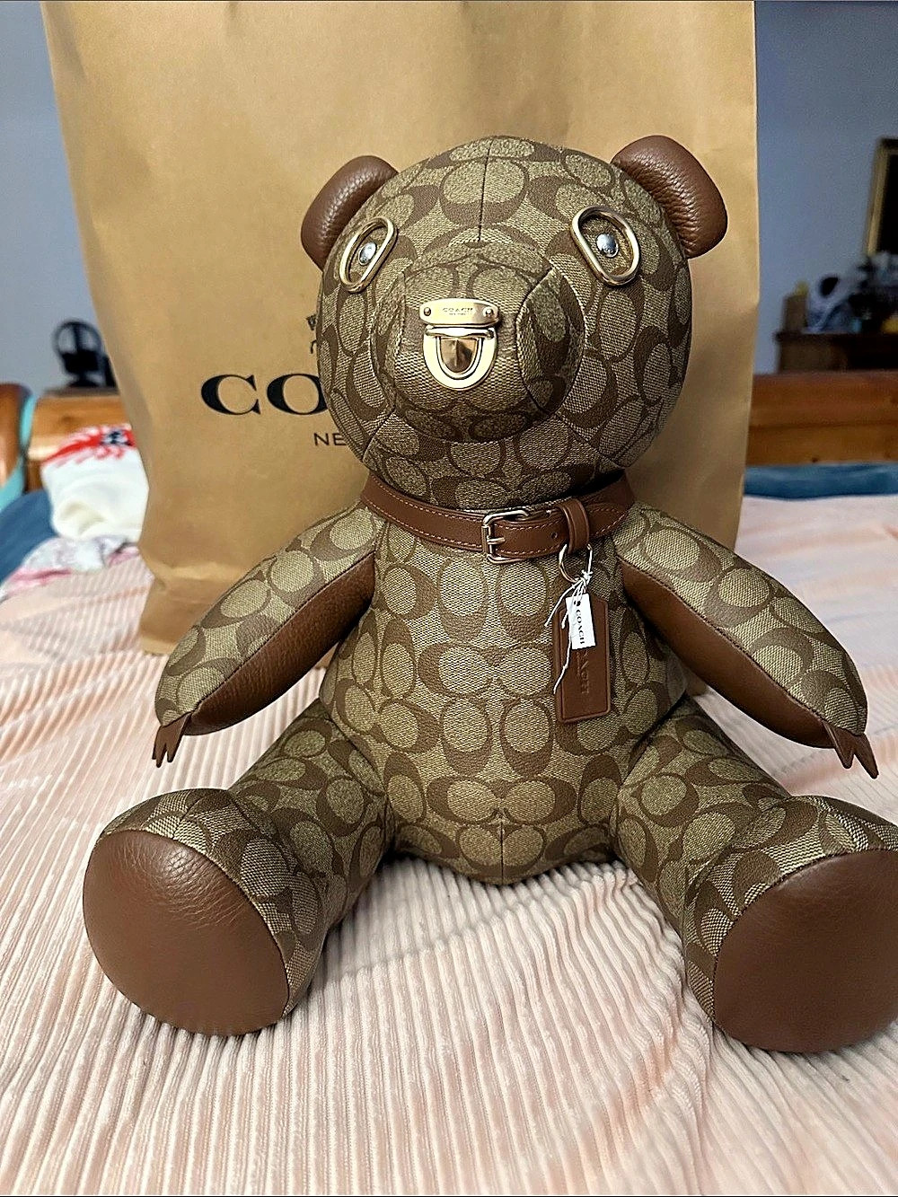 Coach Bear Collectible in Signature Canvas Brown NWT SOLD OUT Large